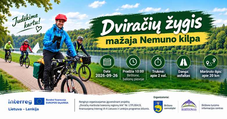 On 26 September 2026, we invite you to a cycling tour along the small Nemunas loop.
