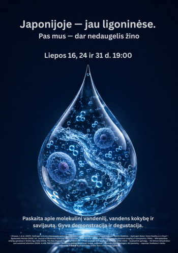 Lecture about molecular hydrogen, water quality and well-being. Demonstration and tasting