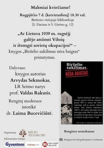 Prezentacja książki „Czy Litwa mogła odzyskać Wilno we wrześniu 1939 roku i uniknąć okupacji sowieckiej?”
