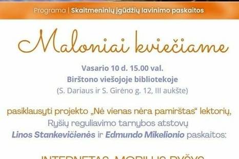 Paskaita „Internetas, mobilus ryšys ir pašto paslaugos: ką privalote žinoti?“